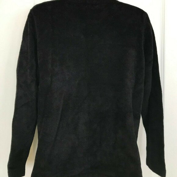 Moffi Black Chenille Sweater Embellished with Applique & Crochet Detail Vintage - Picture 6 of 6